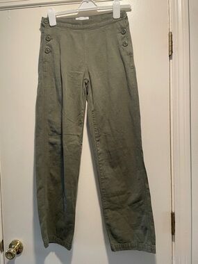 Current/Elliott Olive Green Military Cropped Cargo Pants with Button Waist